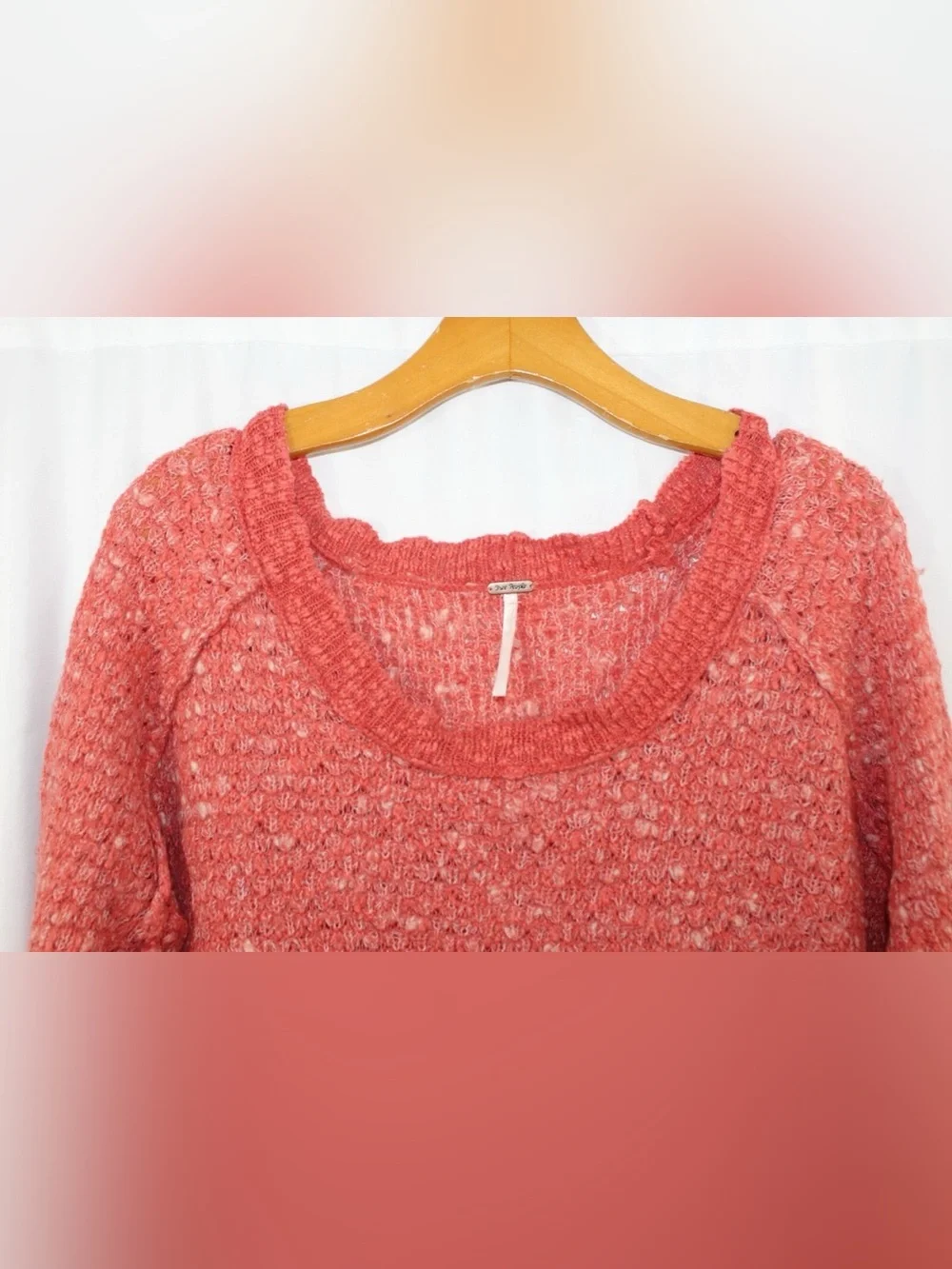 Free People Womens Red/OrangeChunky Long Sleeve Wool Blend Pullover Sweater Sm